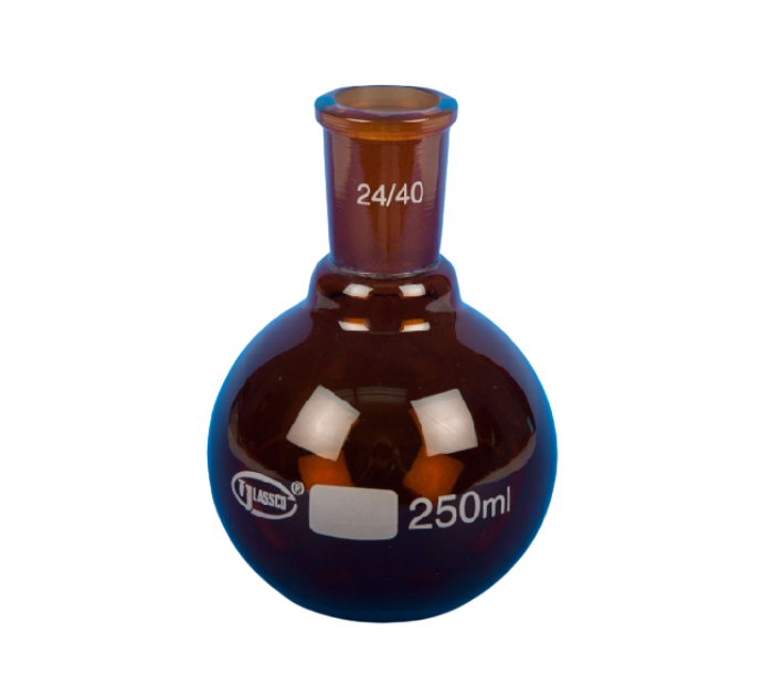 Flask, Flat Bottom, Amber