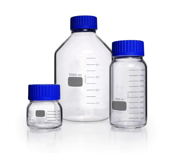 GL80 Clear Wide Mouth Media Bottles with Caps